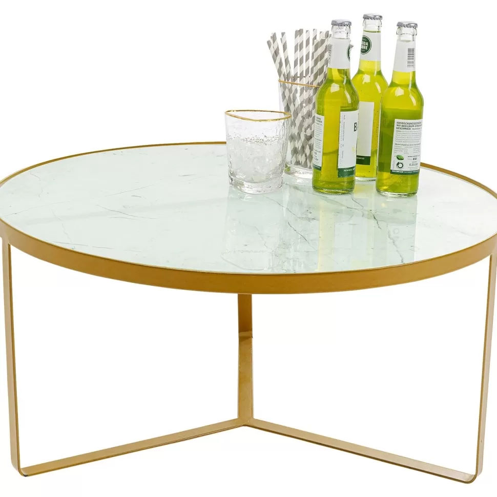Stoliki Kawowe-KARE Design Stolik Kawowy Marble Ø55xH38 Cm Złoty