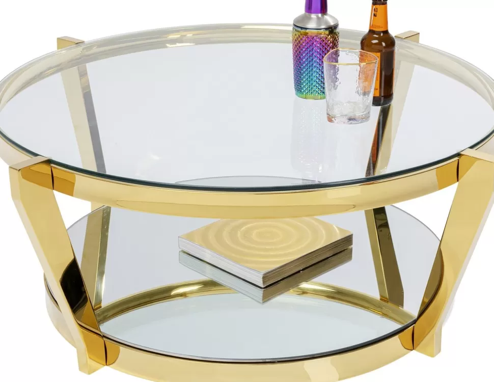 Stoliki Kawowe-KARE Design Stolik Kawowy Monocolo ∅90 Cm Złoty