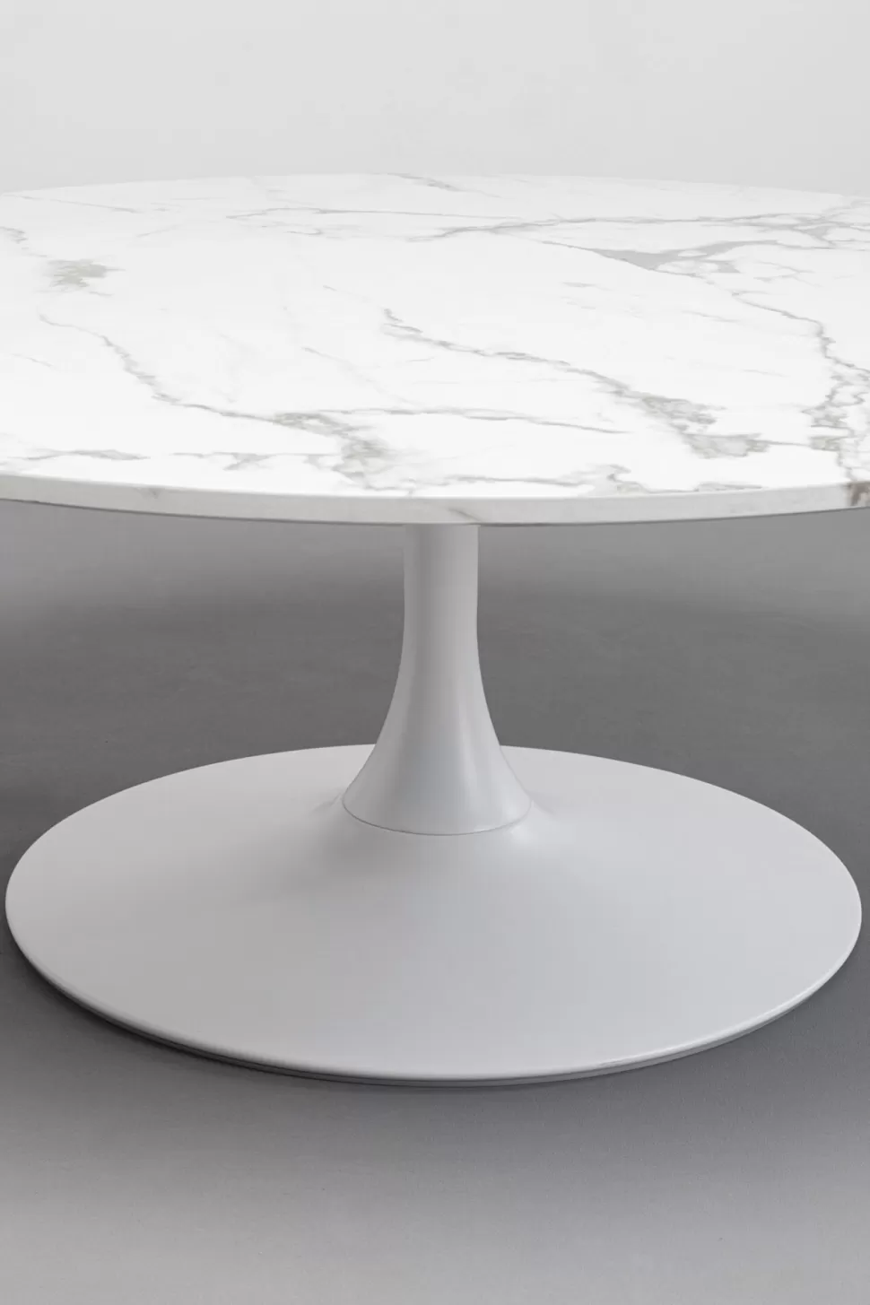 Stoliki Kawowe-KARE Design Stolik Kawowy Okrągły Biały Blat MDF Imitacja Marmuru Ø110 Cm
