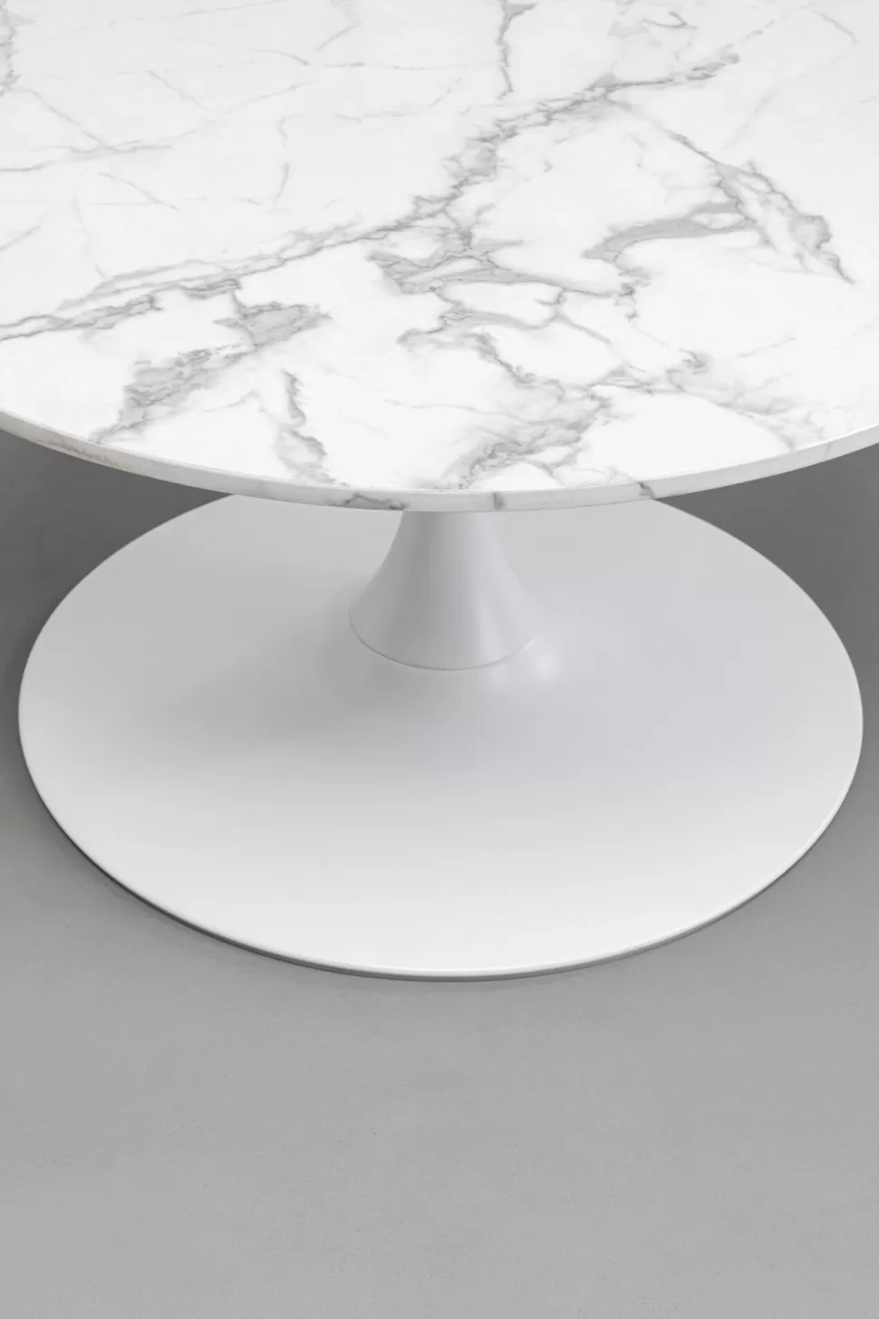 Stoliki Kawowe-KARE Design Stolik Kawowy Okrągły Biały Blat MDF Imitacja Marmuru Ø80 Cm