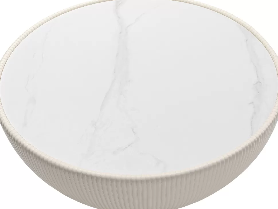 Stoliki Kawowe-KARE Design Stolik Kawowy Okrągły Biały Podstawa Złota Ø71 Cm