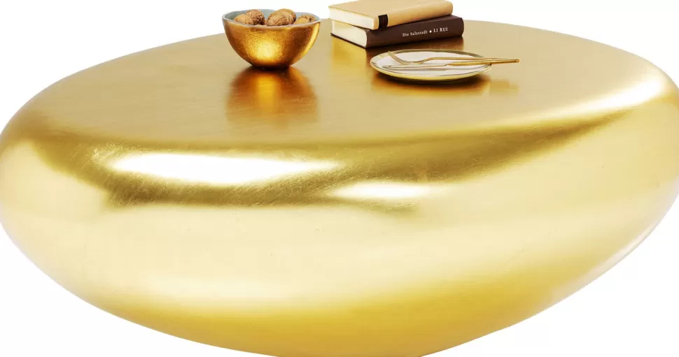 Stoliki Kawowe-KARE Design Stolik Kawowy Pebble 122x96 Cm Złoty