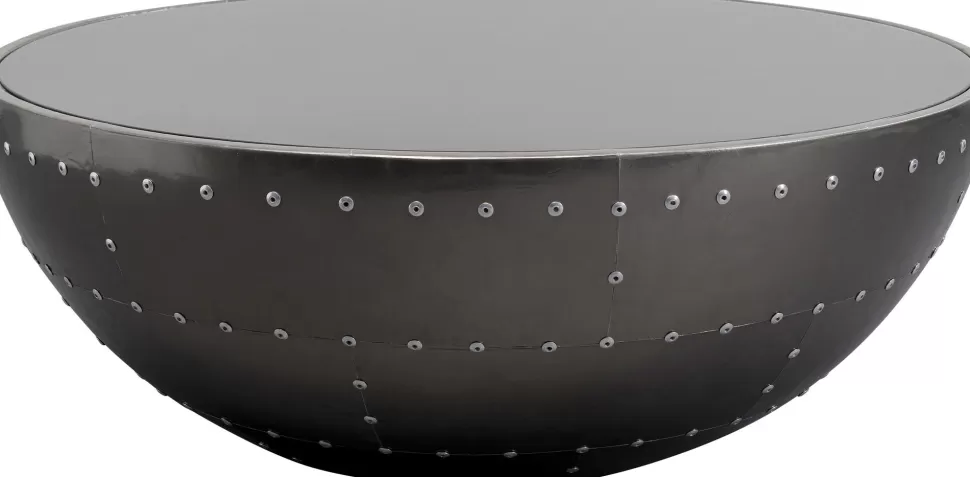 Stoliki Kawowe-KARE Design Stolik Kawowy Podstawa Grafitowa Włókno Szklane I Aluminium Ø83 Cm Blat Szklany