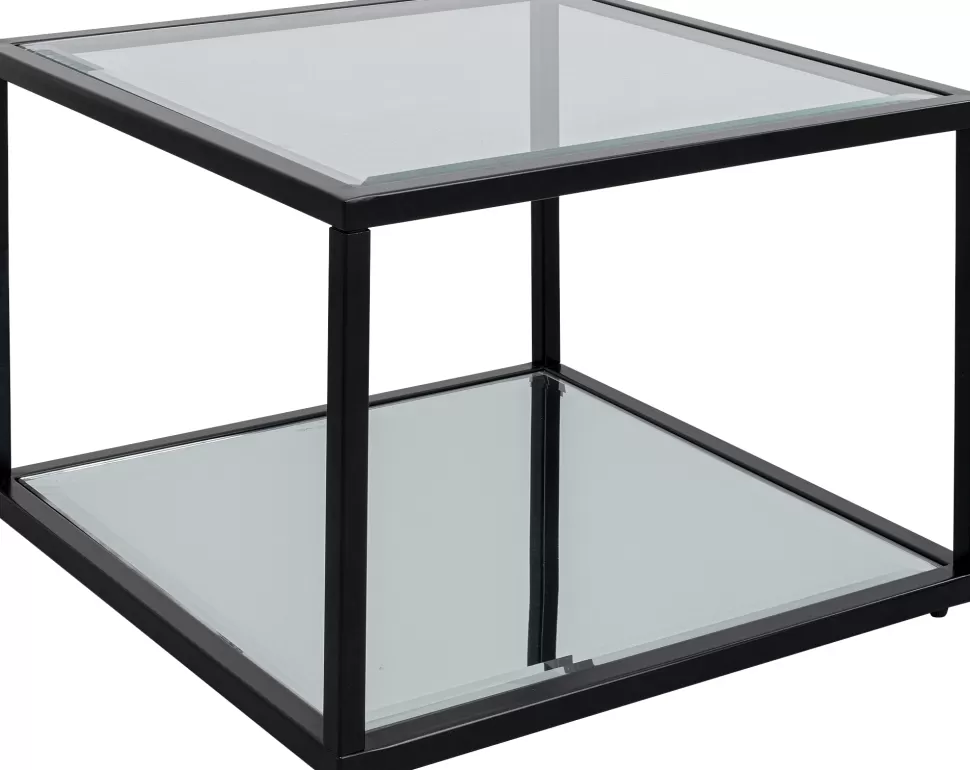 Stoliki Kawowe-KARE Design Stolik Kawowy Quadro 50x50 Cm Czarny - Blat Szklany Lustrzany