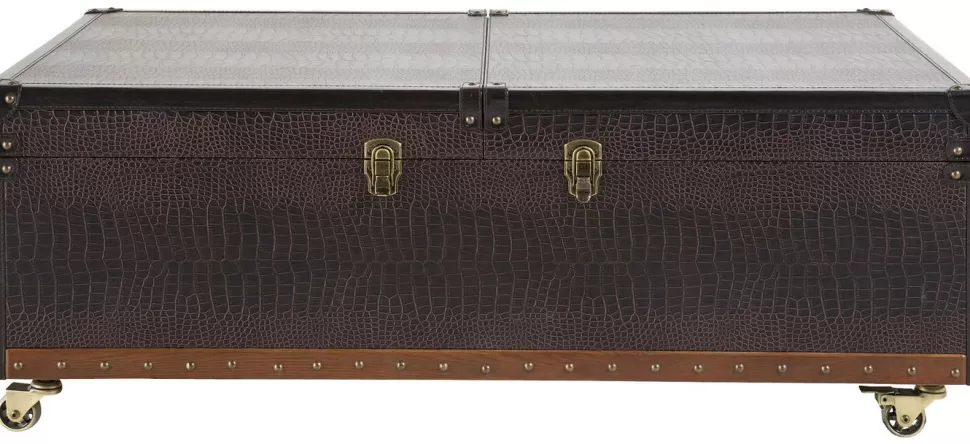 Stoliki Kawowe-KARE Design Stolik Kawowy Rozkładany Bar Colonial 120x75 Cm Brązowy Ekoskóra