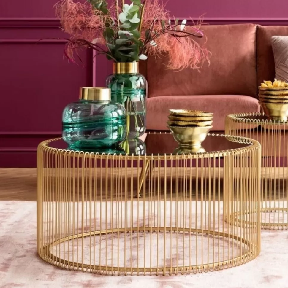 Stoliki Kawowe-KARE Design Stolik Kawowy Wire Uno Ø80 Cm Mosiężny