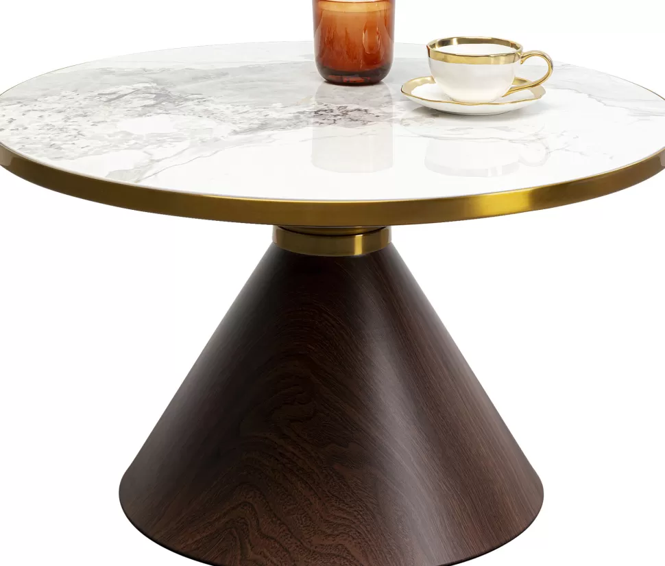 Stoliki Kawowe-KARE Design Stolik Kawowy Z Ceramicznym Blatem Podstawa Brązowa Ø70 Cm