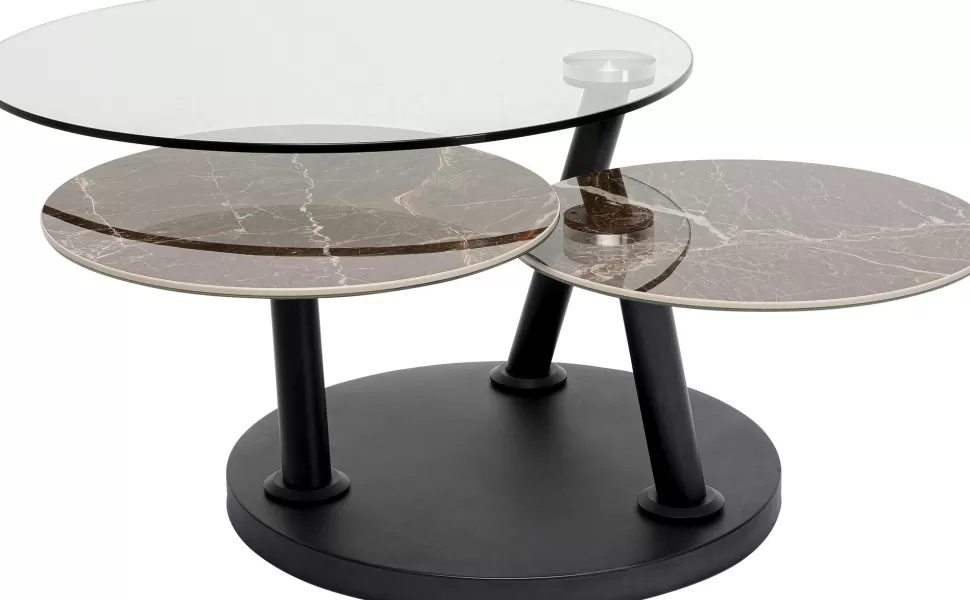 Stoliki Kawowe-KARE Design Stolik Kawowy Z Obrotowymi Blatami Szkło I Ceramika 80-124x80 Cm