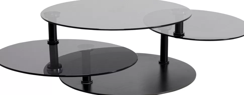 Stoliki Kawowe-KARE Design Stolik Kawowy Z Obrotowymi Szklanymi Blatami Ø90 (170)x43 Cm