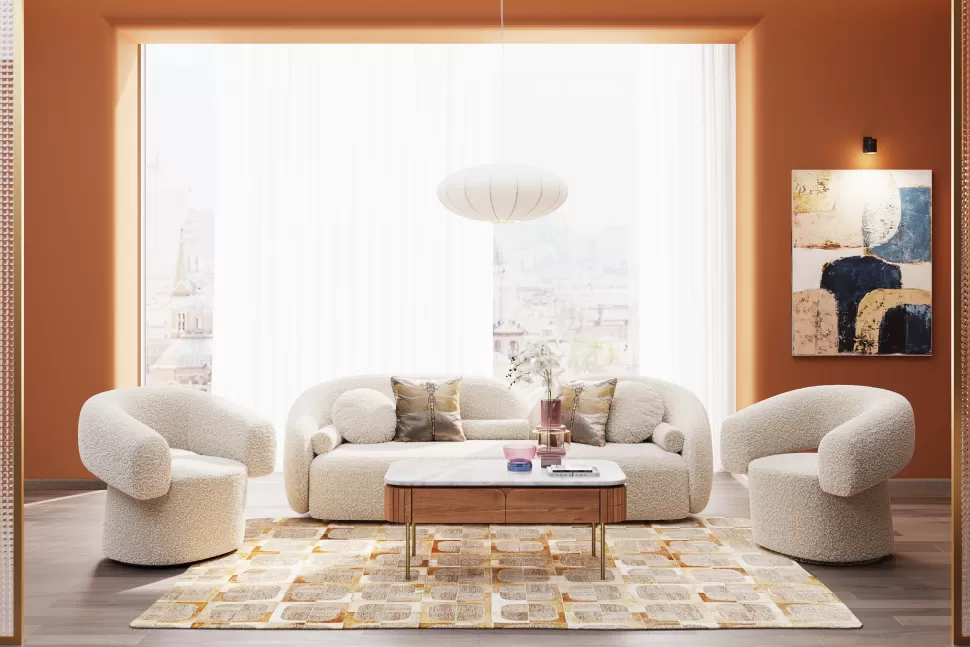 Stoliki Kawowe-KARE Design Stolik Kawowy Z Szufladami Drewno Mango I Marmur Nogi Złote 110x60 Cm