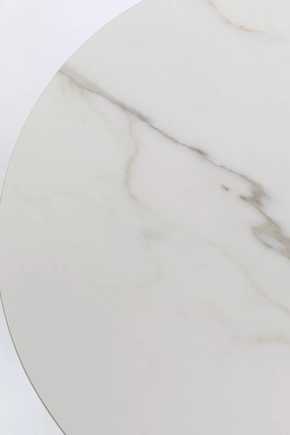 Stoliki Kawowe-KARE Design Stolik Pomocniczy Blat Biały Ceramiczny Podstawa Stalowa Złota Ø45 Cm