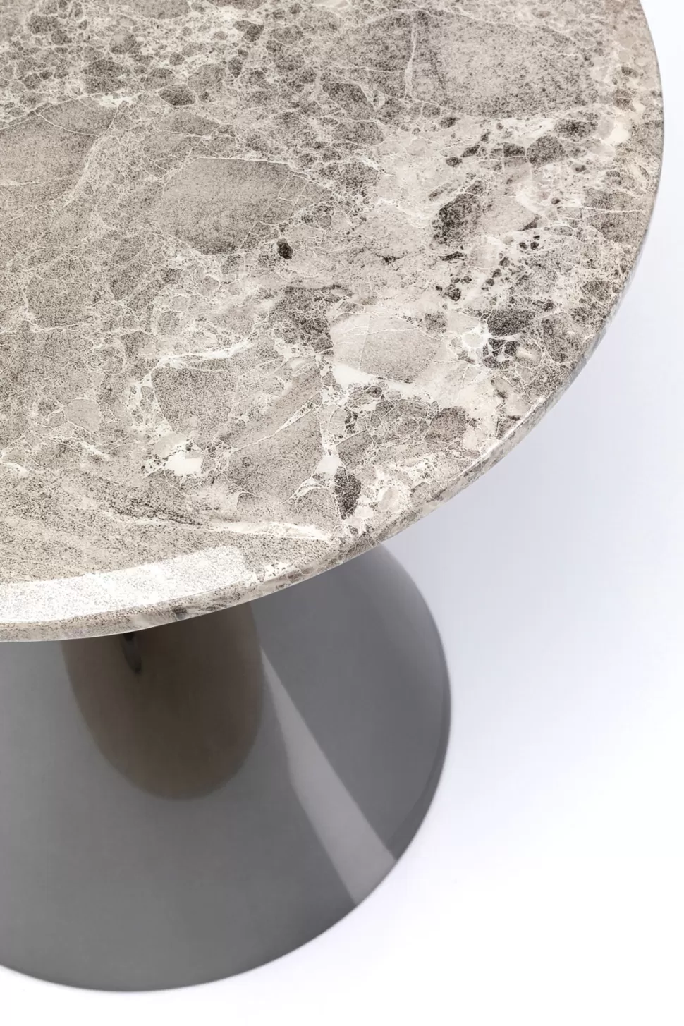 Stoliki Kawowe-KARE Design Stolik Pomocniczy Blat Kolor Marmur Podstawa Grafitowa Stal Nierdzewna Ø50 Cm