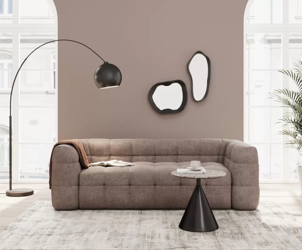 Stoliki Kawowe-KARE Design Stolik Pomocniczy Blat Kolor Marmur Podstawa Grafitowa Stal Nierdzewna Ø50 Cm