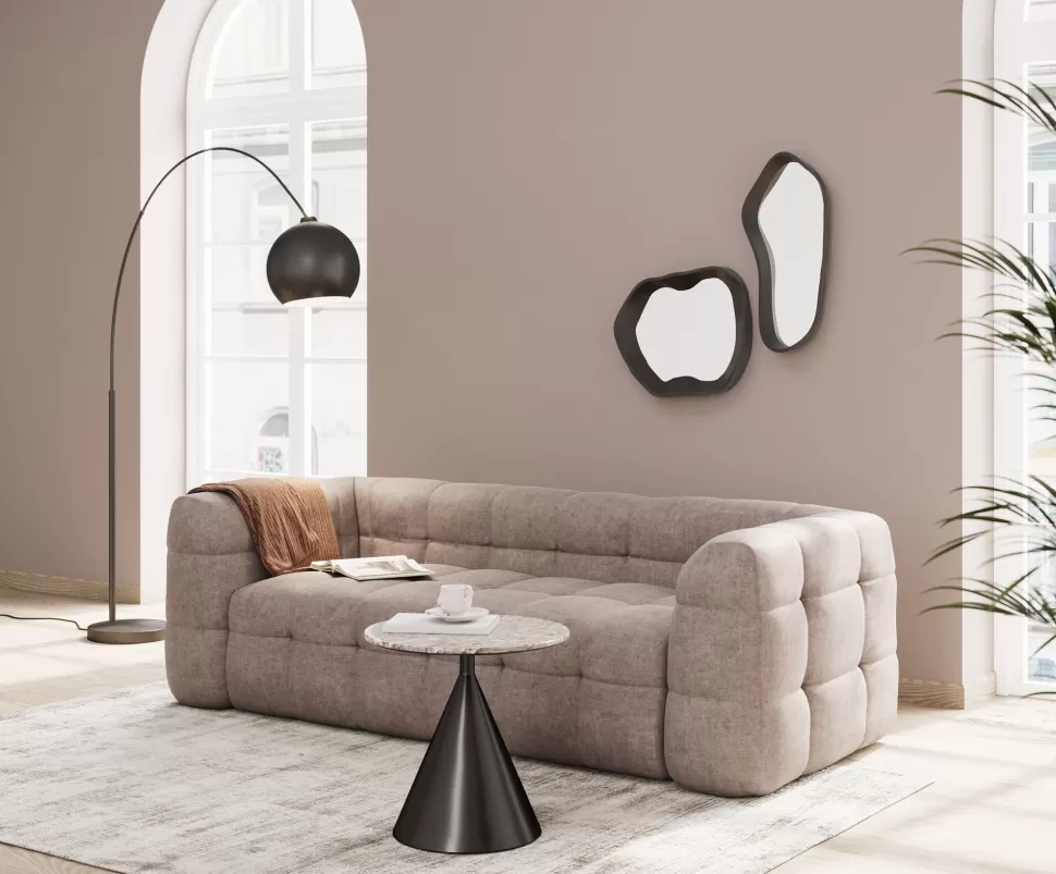 Stoliki Kawowe-KARE Design Stolik Pomocniczy Blat Kolor Marmur Podstawa Grafitowa Stal Nierdzewna Ø50 Cm
