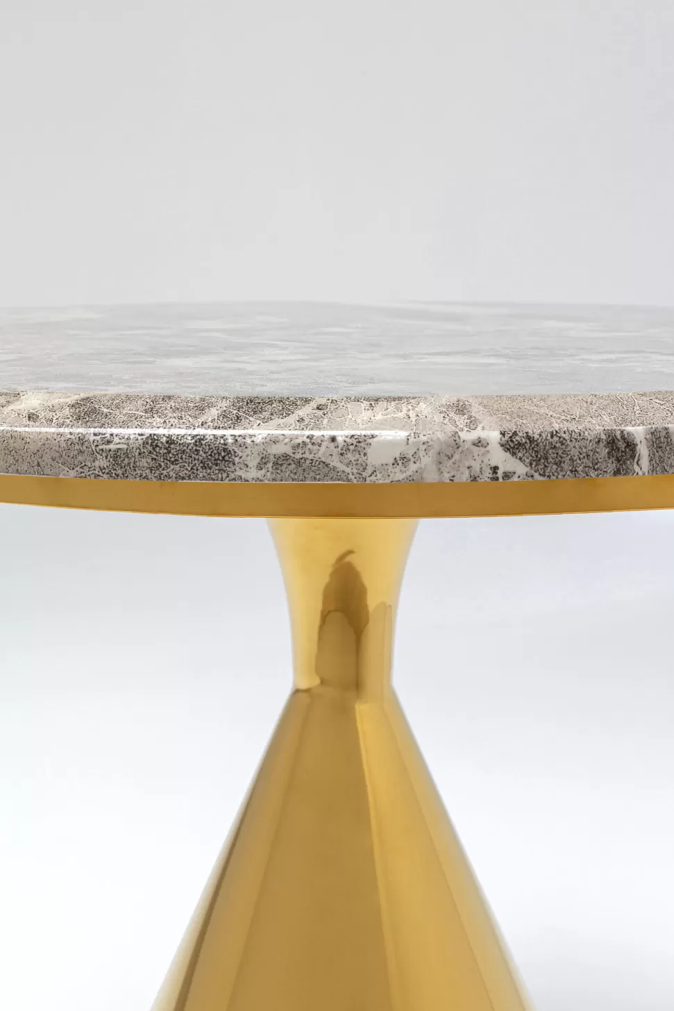 Stoliki Kawowe-KARE Design Stolik Pomocniczy Blat Kolor Marmur Podstawa Złota Stal Nierdzewna Ø50 Cm