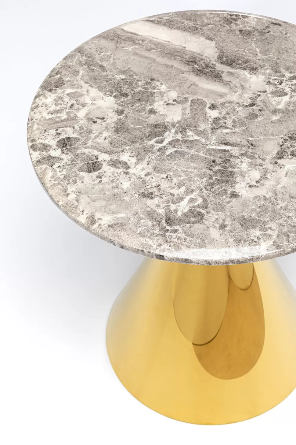 Stoliki Kawowe-KARE Design Stolik Pomocniczy Blat Kolor Marmur Podstawa Złota Stal Nierdzewna Ø50 Cm
