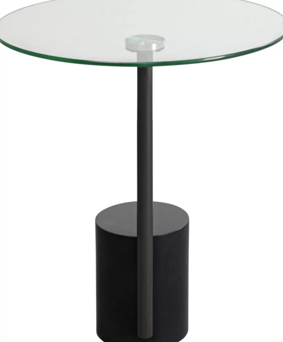 Stoliki Kawowe-KARE Design Stolik Pomocniczy Blat Okrągły Szklany Podstawa Marmur I Stal Ø46 Cm