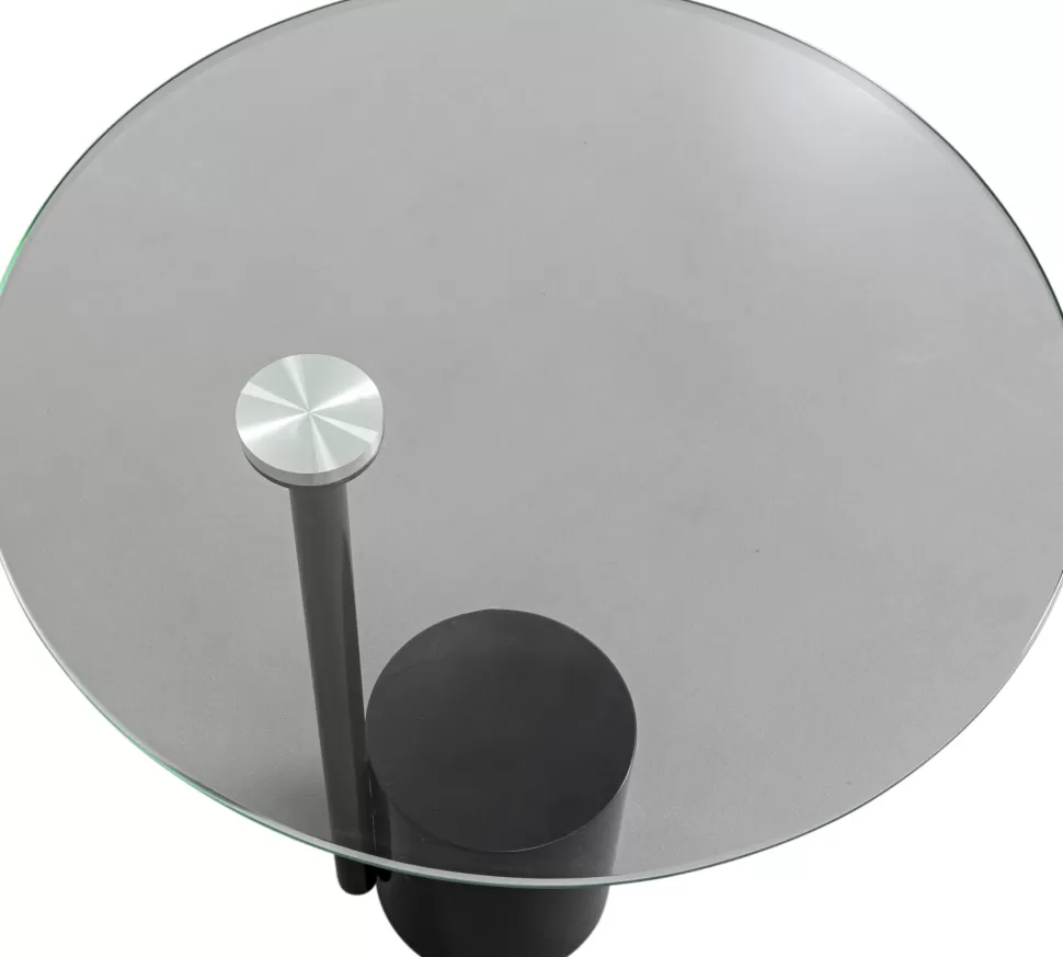 Stoliki Kawowe-KARE Design Stolik Pomocniczy Blat Okrągły Szklany Podstawa Marmur I Stal Ø46 Cm