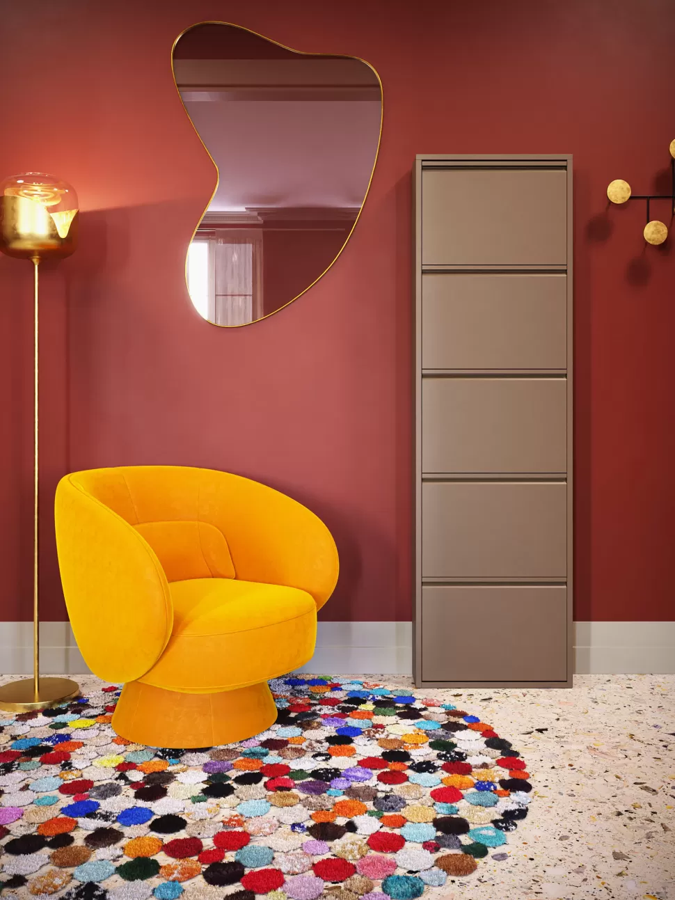 Szafki Na Buty-KARE Design Szafka Na Buty Stalowa 5 Półek Kolor Taupe 50x170 Cm