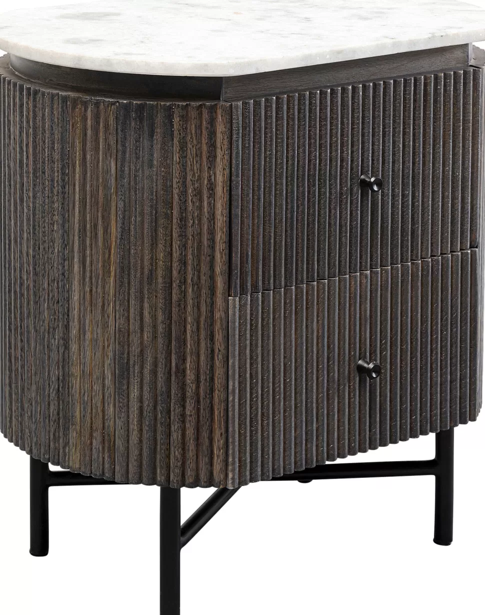 Szafki Nocne-KARE Design Szafka Nocna Z 2 Szufladami Drewno Mango I Marmur 50x55 Cm