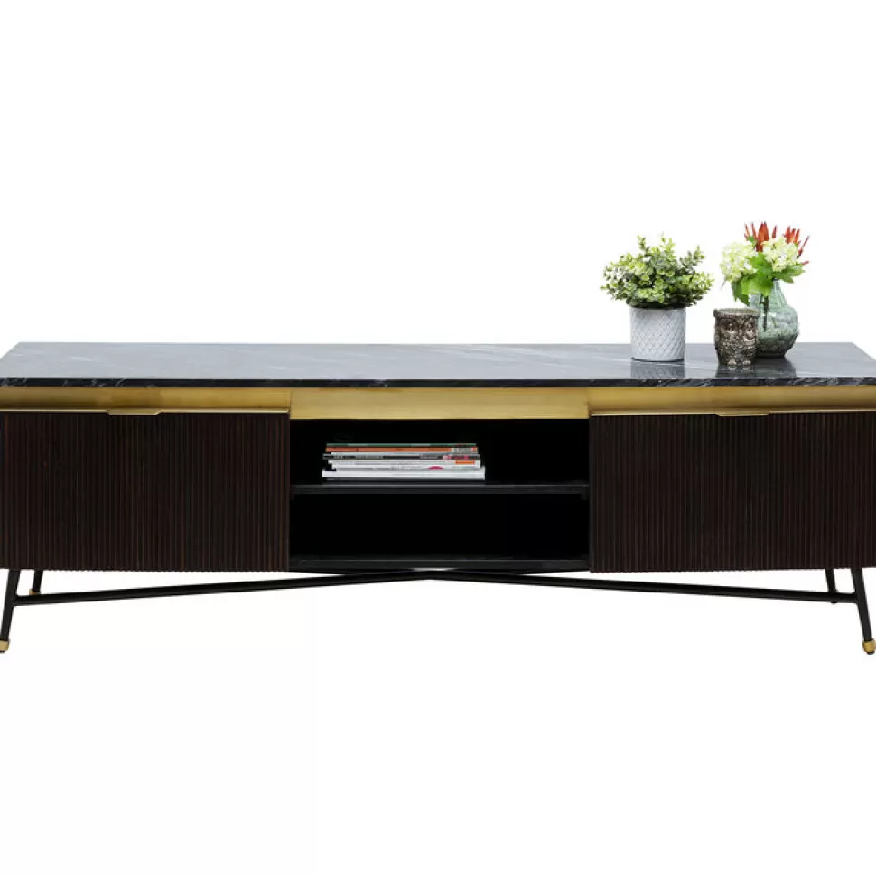 Szafki Rtv-KARE Design Szafka RTV Catalina 170x50 Cm Drewno Mango Ciemnobrązowe - Blat Marmur
