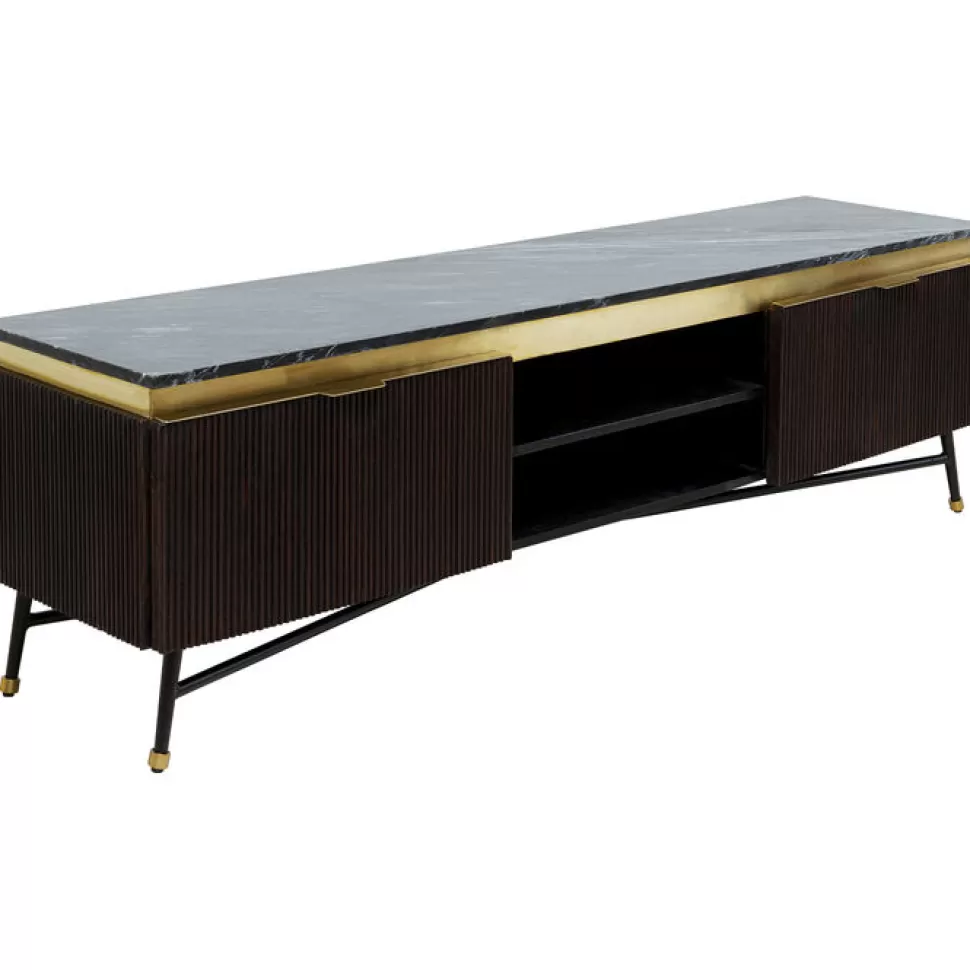 Szafki Rtv-KARE Design Szafka RTV Catalina 170x50 Cm Drewno Mango Ciemnobrązowe - Blat Marmur