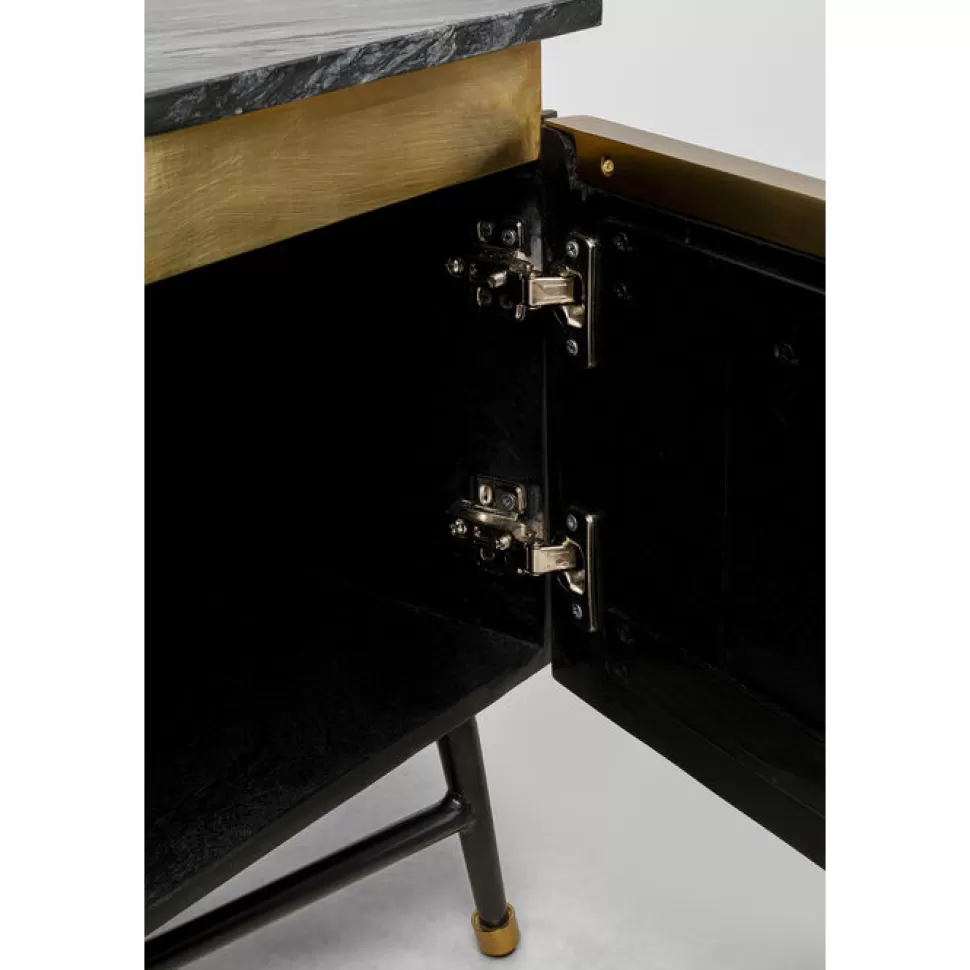 Szafki Rtv-KARE Design Szafka RTV Catalina 170x50 Cm Drewno Mango Ciemnobrązowe - Blat Marmur