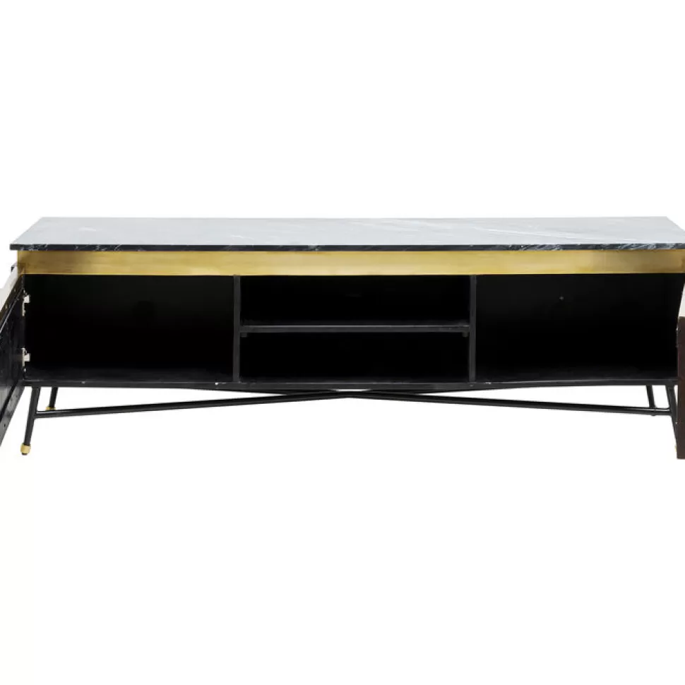 Szafki Rtv-KARE Design Szafka RTV Catalina 170x50 Cm Drewno Mango Ciemnobrązowe - Blat Marmur
