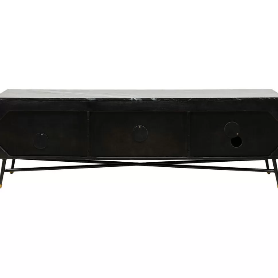 Szafki Rtv-KARE Design Szafka RTV Catalina 170x50 Cm Drewno Mango Ciemnobrązowe - Blat Marmur
