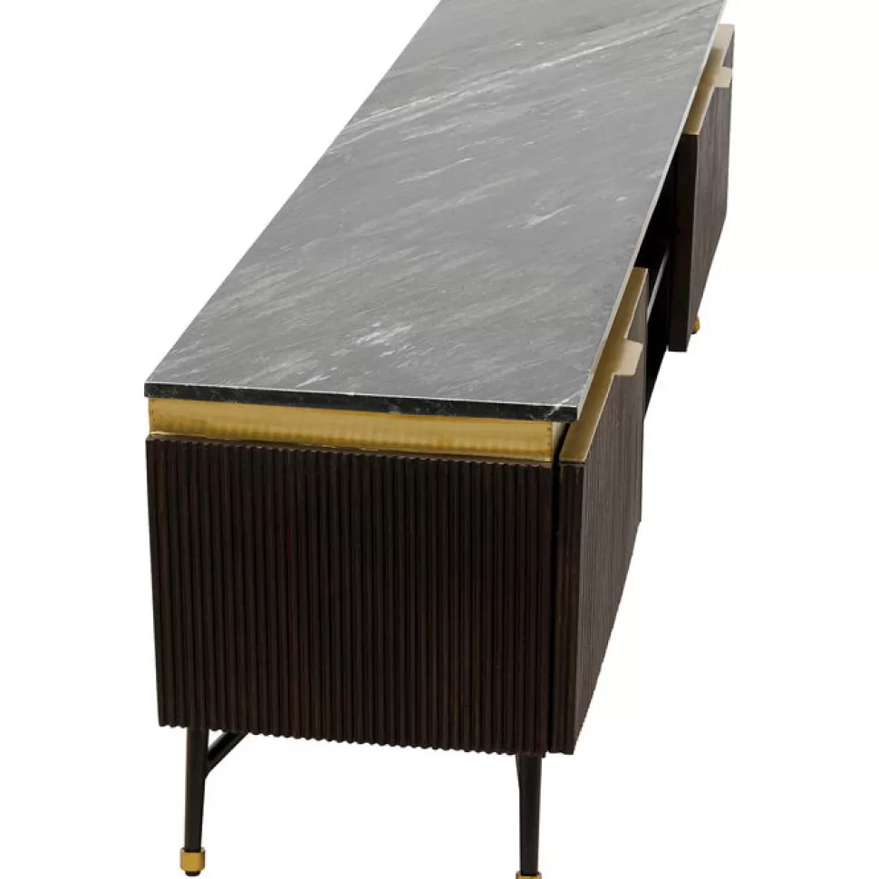Szafki Rtv-KARE Design Szafka RTV Catalina 170x50 Cm Drewno Mango Ciemnobrązowe - Blat Marmur