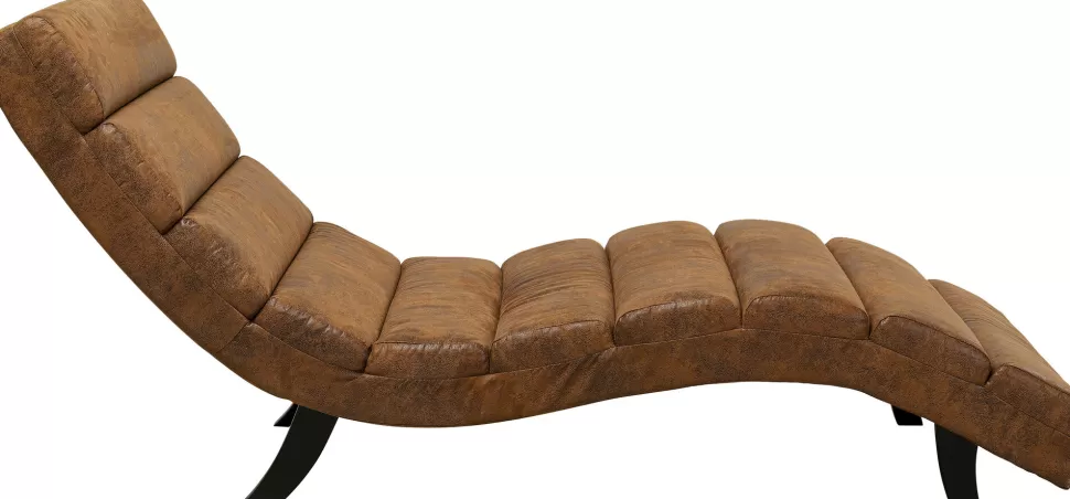 Szezlongi-KARE Design Szezlong Tapicerowany Brązowy Vintage Nogi Bukowe Czarne 190 Cm