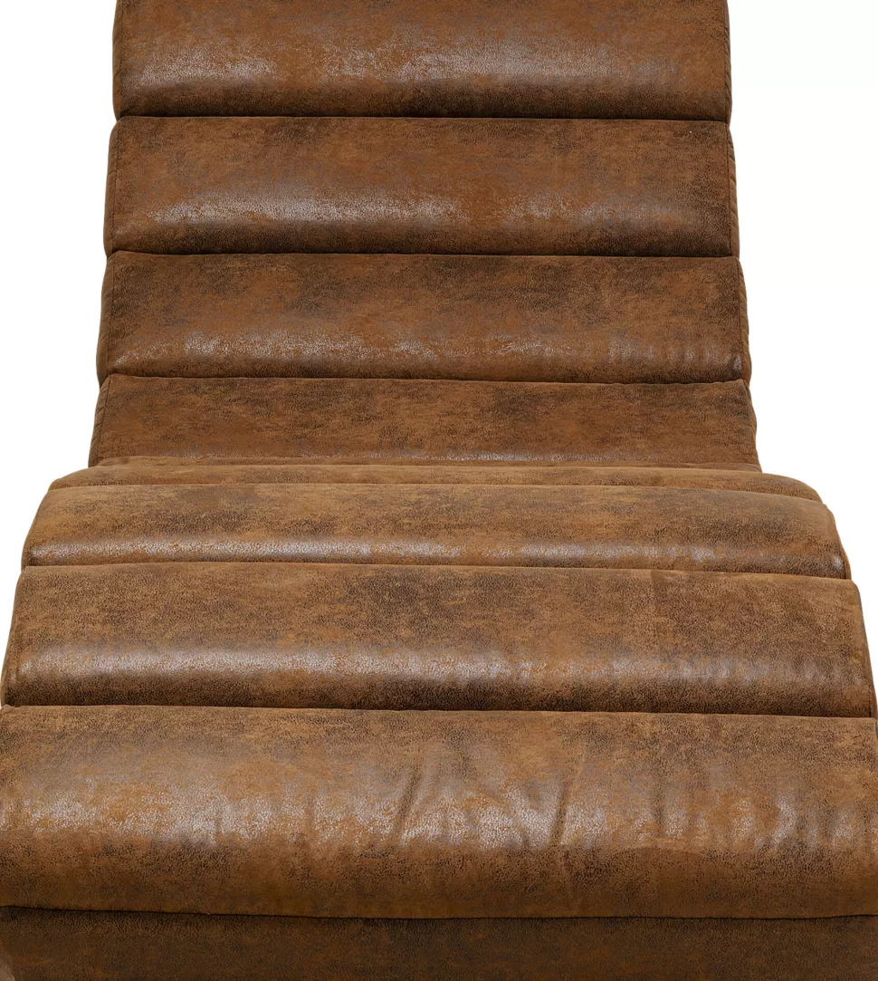 Szezlongi-KARE Design Szezlong Tapicerowany Brązowy Vintage Nogi Bukowe Czarne 190 Cm