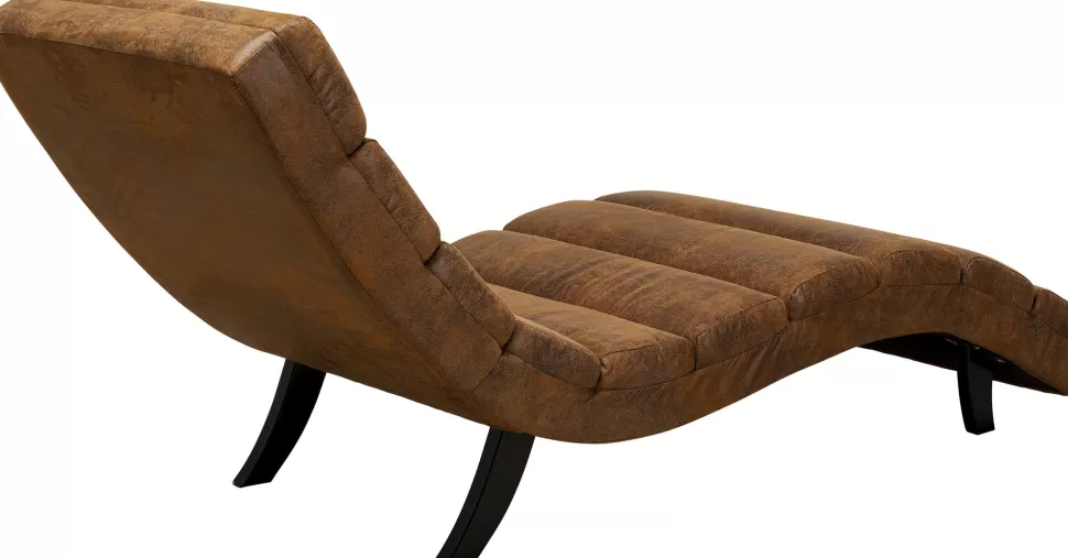 Szezlongi-KARE Design Szezlong Tapicerowany Brązowy Vintage Nogi Bukowe Czarne 190 Cm