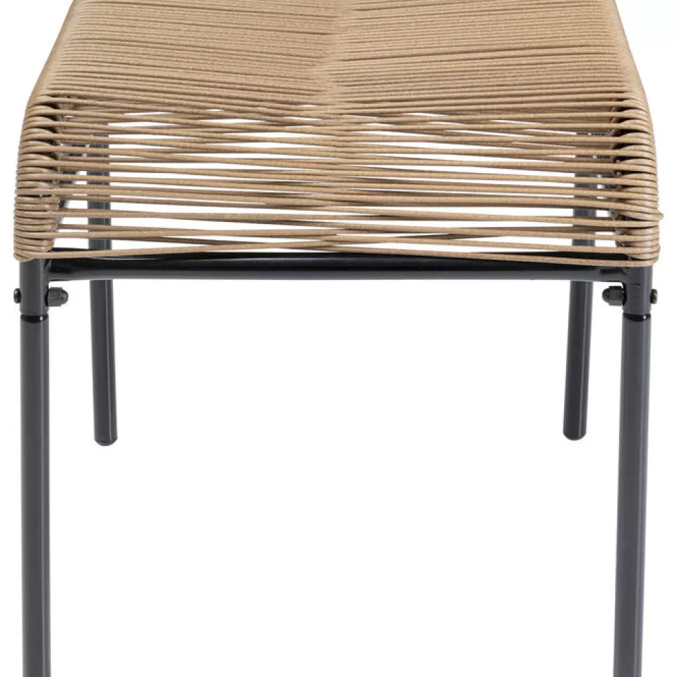 Taborety-KARE Design Taboret - Podnóżek Ogrodowy Acapulco 40x40 Cm Naturalny - Nogi Czarne
