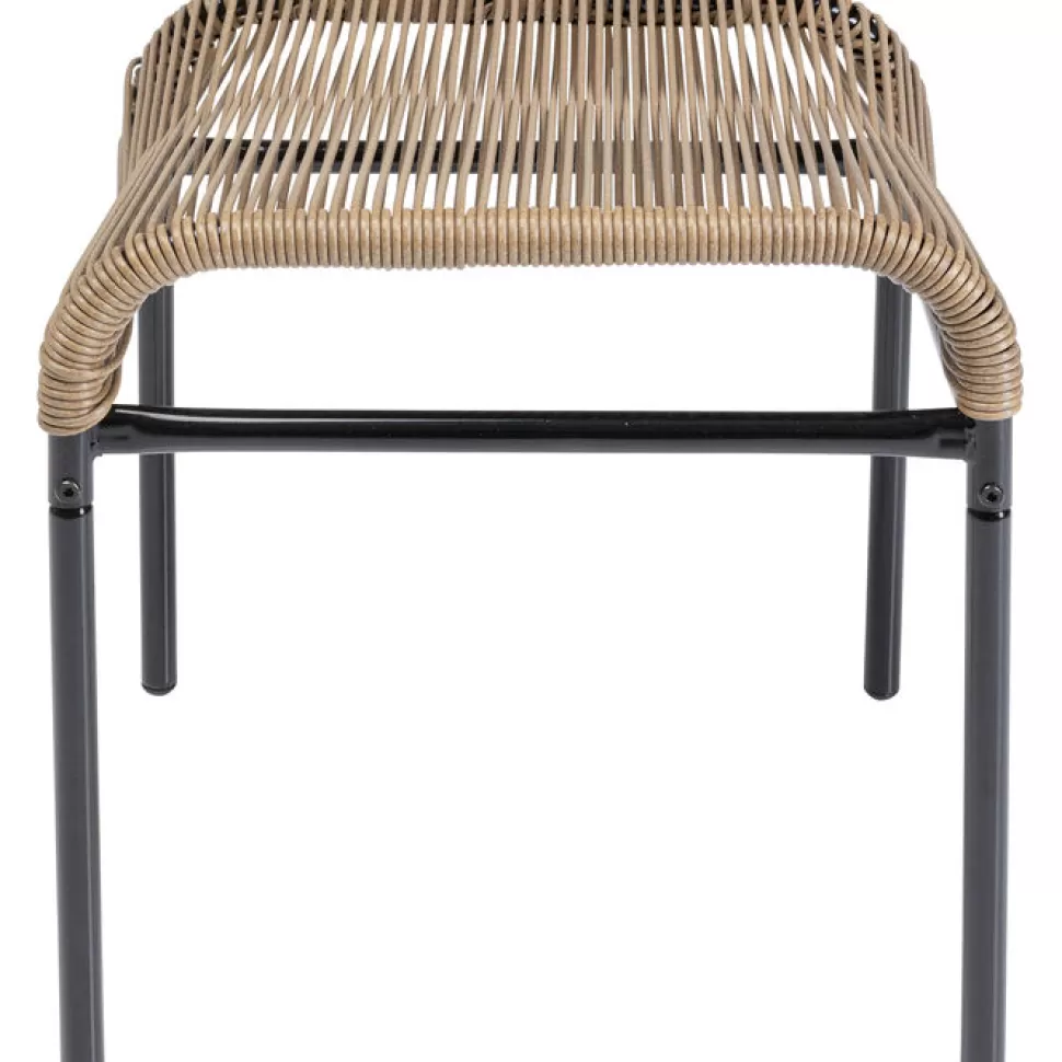 Taborety-KARE Design Taboret - Podnóżek Ogrodowy Acapulco 40x40 Cm Naturalny - Nogi Czarne