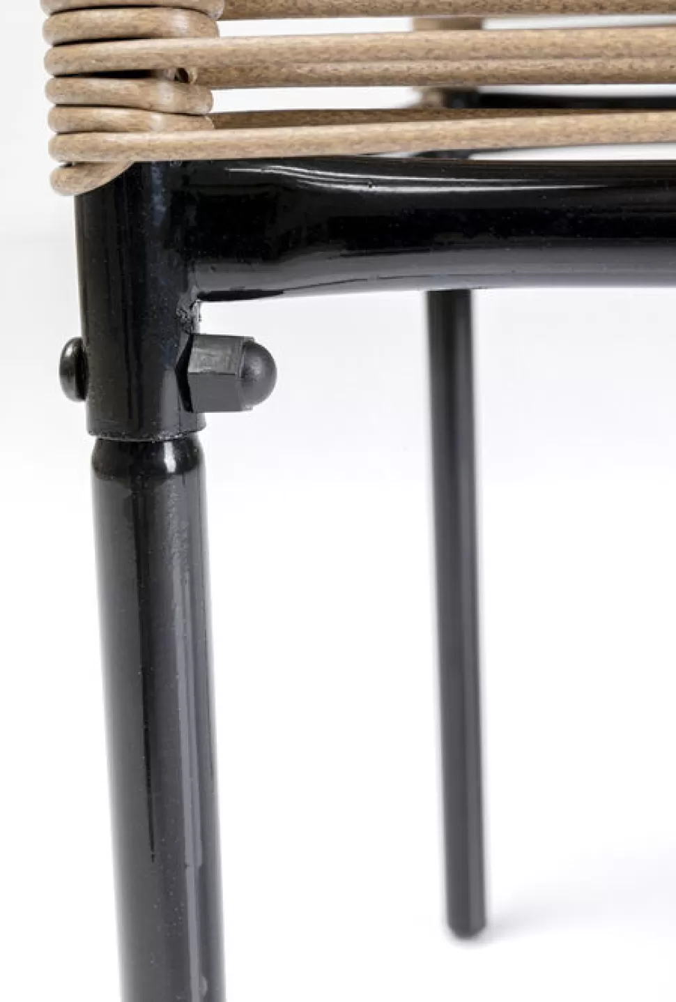 Taborety-KARE Design Taboret - Podnóżek Ogrodowy Acapulco 40x40 Cm Naturalny - Nogi Czarne
