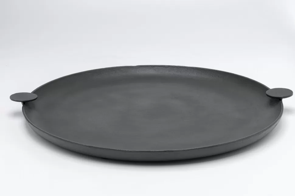 Zastawa Stołowa-KARE Design Taca Aluminiowa Ciemnoszara Loft Ø59 Cm