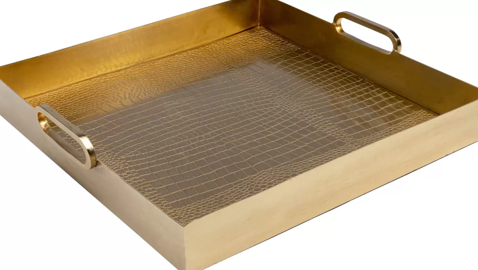 Zastawa Stołowa-KARE Design Taca Serpente 42x41 Cm Złota