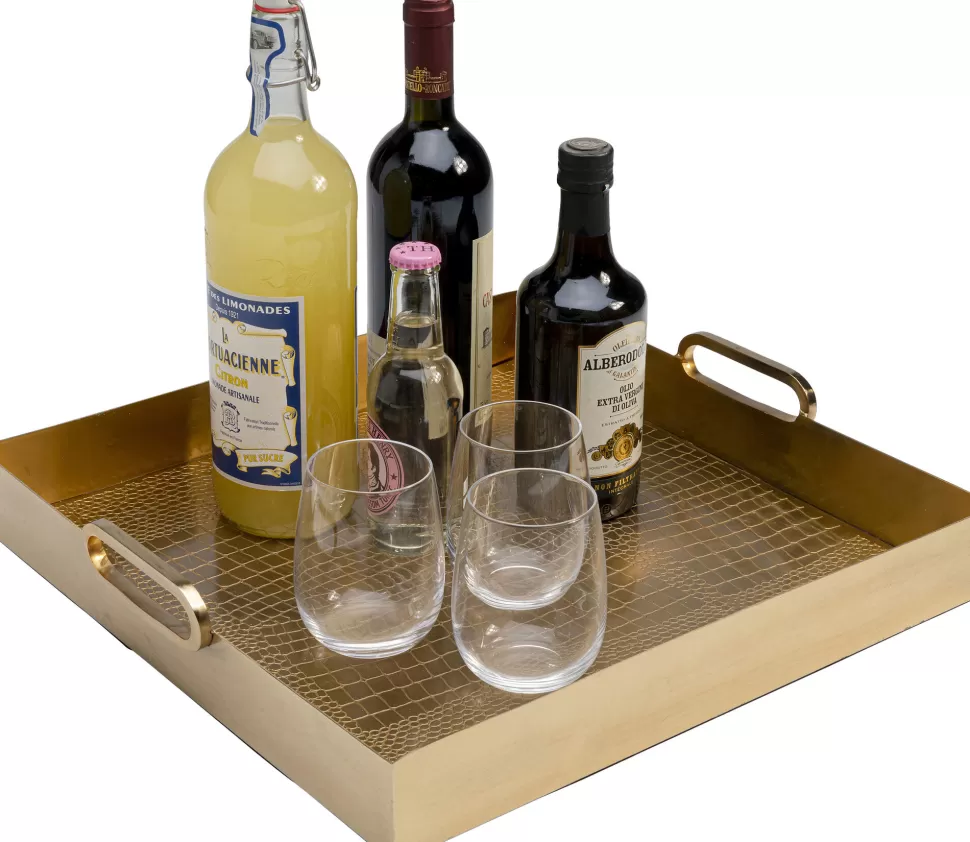 Zastawa Stołowa-KARE Design Taca Serpente 42x41 Cm Złota