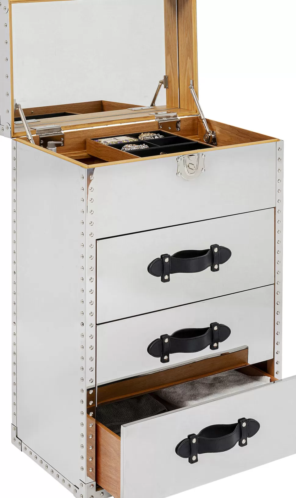 Konsole I Toaletki-KARE Design Toaletka Z Lustrem I Szufladami Glamour Stal Nierdzewna 65x100 Cm
