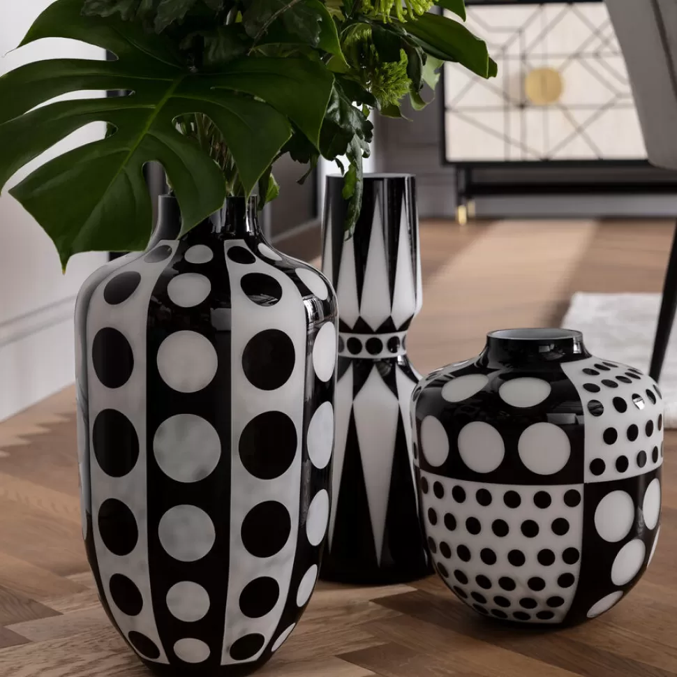 Wazony-KARE Design Wazon Brillar Ø18x44 Cm Czarno-biały