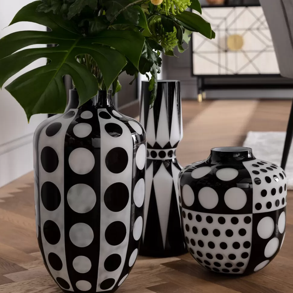 Wazony-KARE Design Wazon Brillar Ø25x45 Cm Czarno-biały