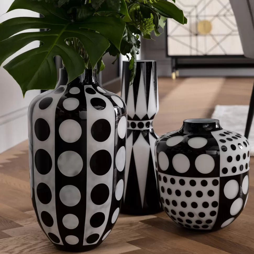 Wazony-KARE Design Wazon Brillar Round Ø26x31 Cm Czarno-biały