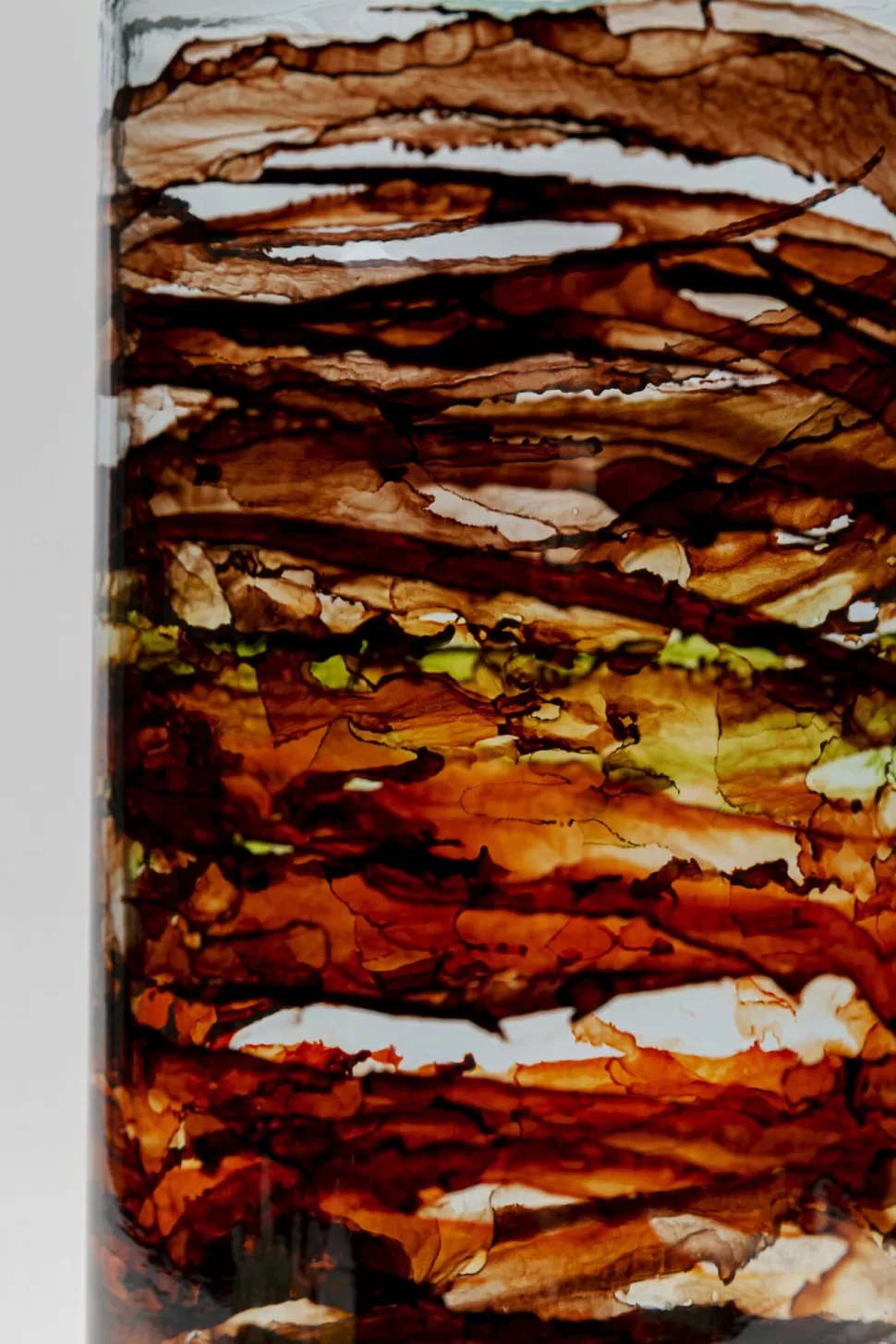 Wazony-KARE Design Wazon Brązowo-transparentny Szkło Z Recyklingu Ø15x40 Cm Burza Piaskowa