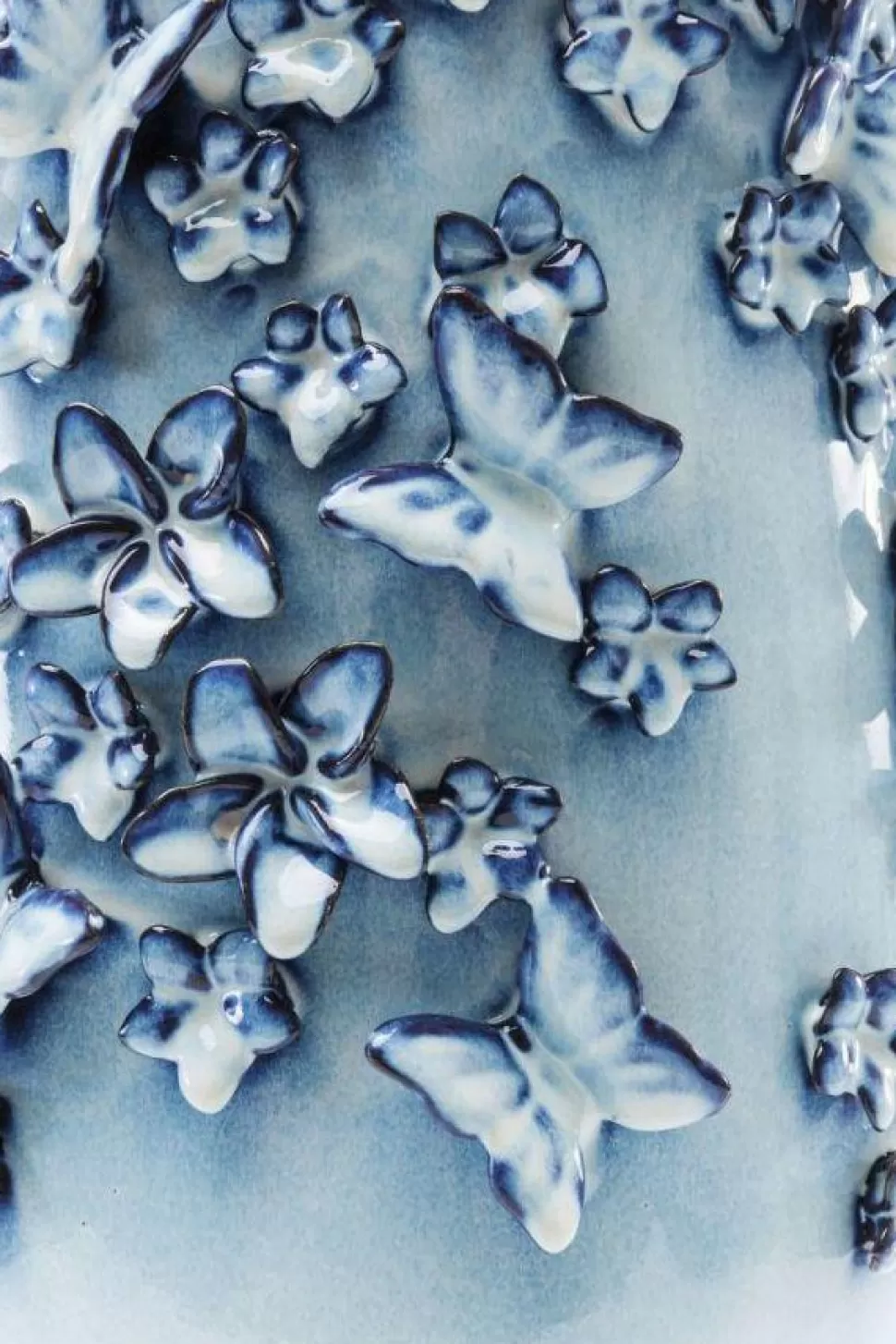Wazony-KARE Design Wazon Butterflies 28x50 Cm Jasnoniebieski