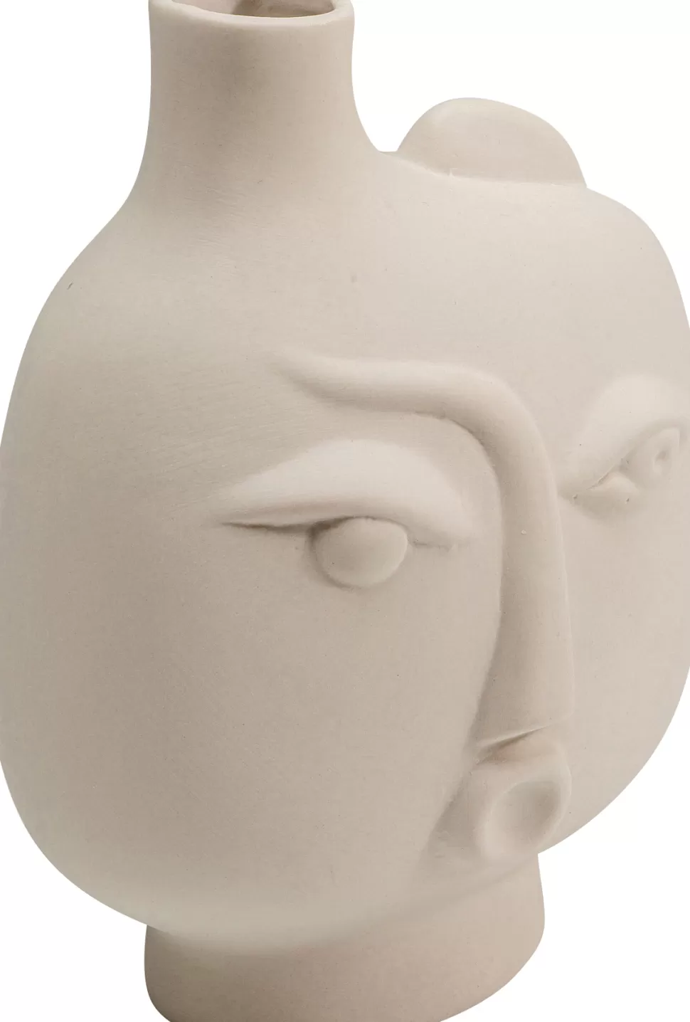 Wazony-KARE Design Wazon Ceramiczny Beżowy Twarz Abstrakcyjna 13x16 Cm