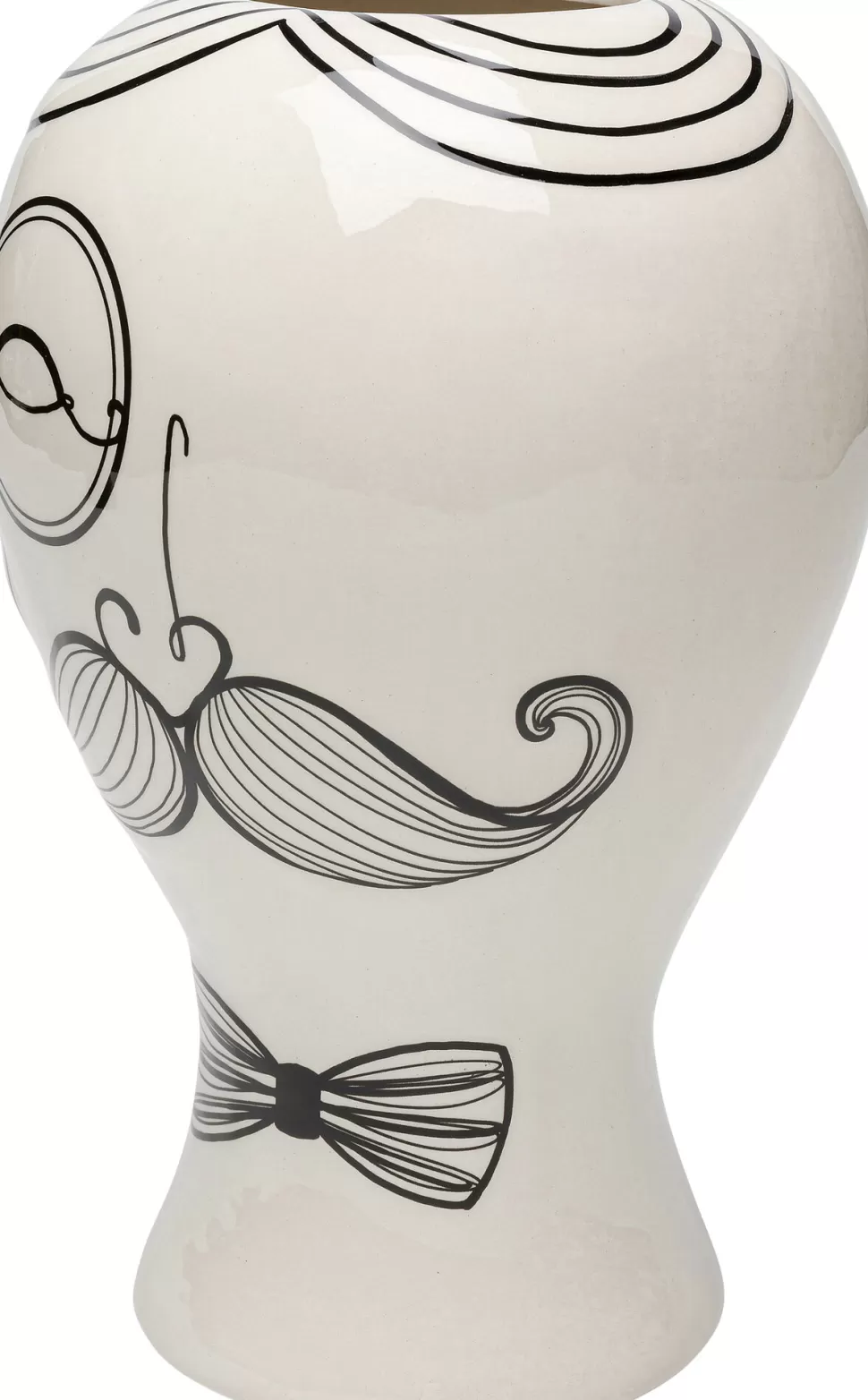 Wazony-KARE Design Wazon Ceramiczny Biały Motyw Mężczyzny Ø19x30 Cm