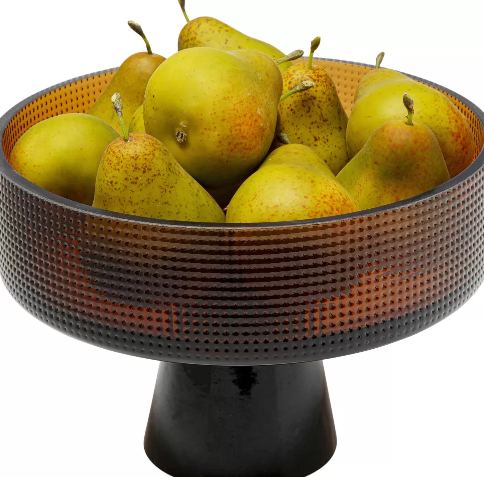 Wazony-KARE Design Wazon Okrągły Szklany Czarno-brązowy Ø24x17 Cm