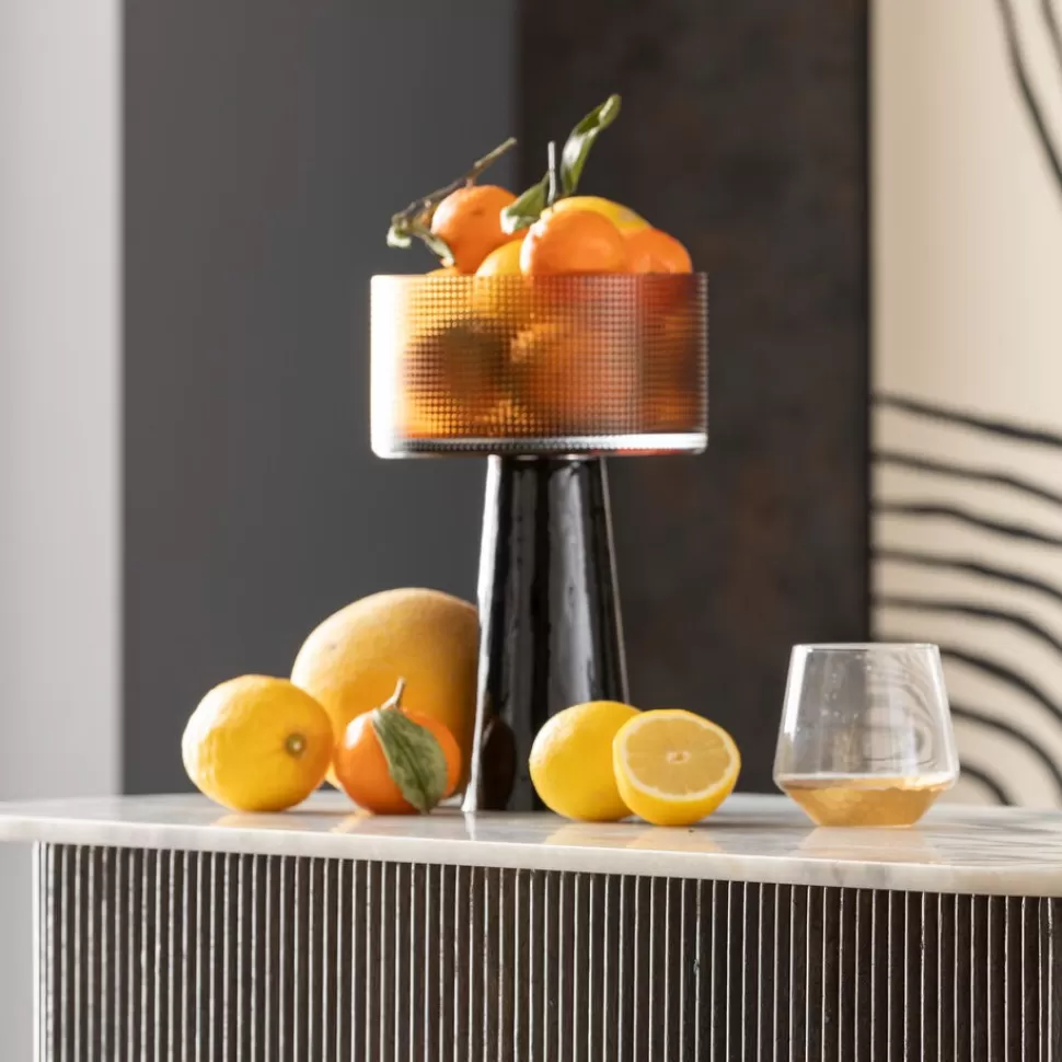 Wazony-KARE Design Wazon Okrągły Szklany Czarno-brązowy 30 Cm