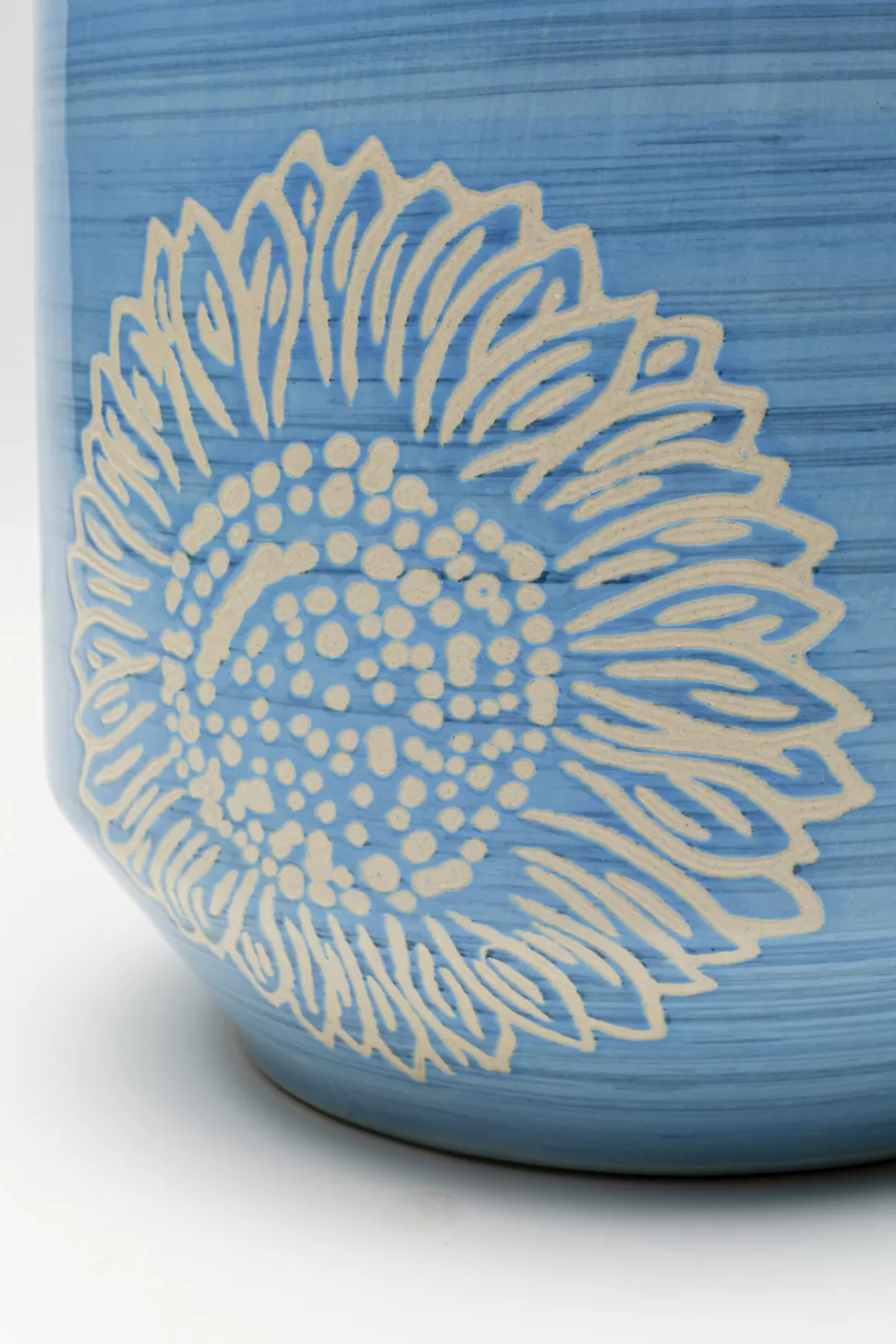 Wazony-KARE Design Wazon Porcelanowy Niebieski Motyw Kwiatowy Ø19x47 Cm